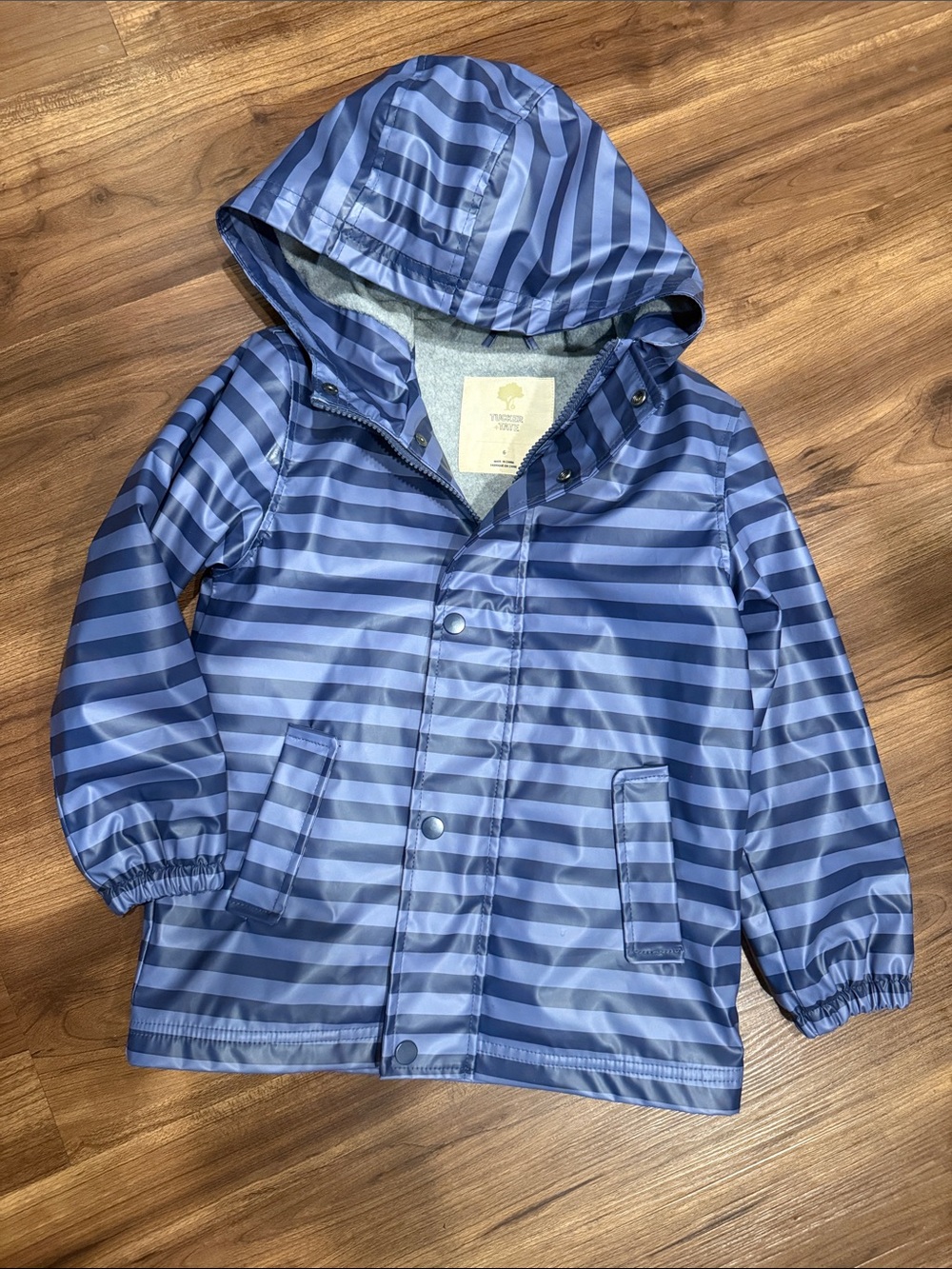 Tucker + Tate Waterproof Raincoat - Navy Blue Stripes - Picture 2 of 7